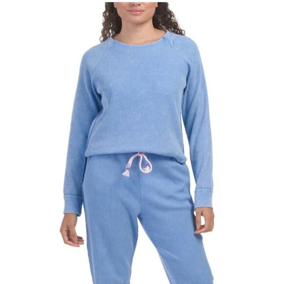 Sunnyside by Sundry Thermal Long Sleeve Top L Blue - Picture 1 of 7